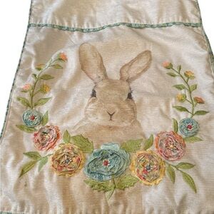 Easter Table Runner. Floral Bunny 3D Embroidered Tapestry, Cynthia Crowley, NWOT